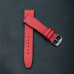 Saffiano Red with light grey thread