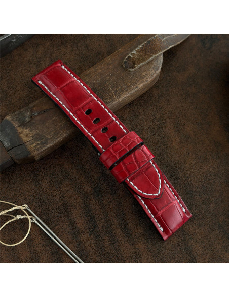 Red Alligator - White Thread