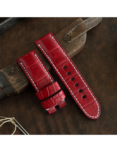 Red Alligator - White Thread