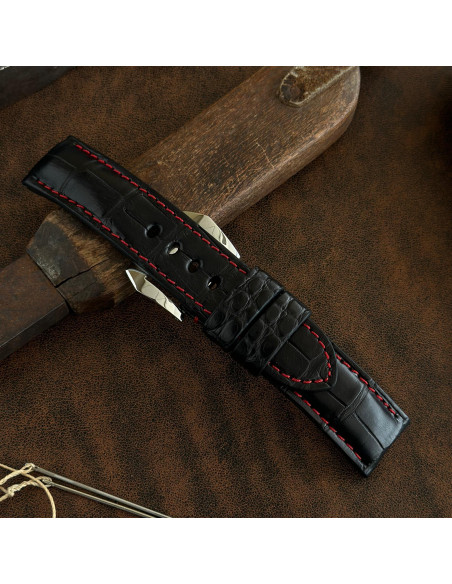 Alligator Negro- Hilo Rojo