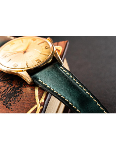 Vintage Emerald Green Patina Beige Thread