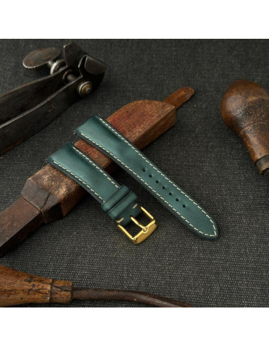 Vintage Emerald Green Patina Beige Thread