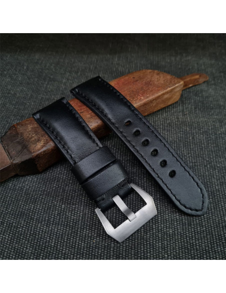 Padded Calf Leather Black Saffiano. wide